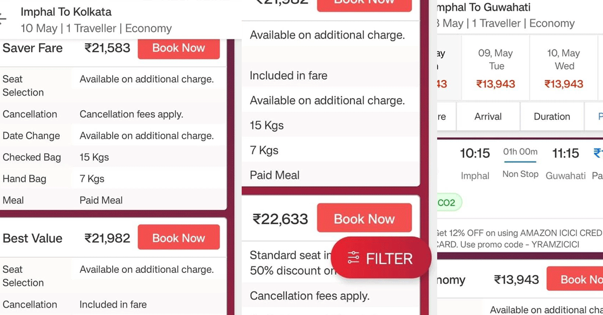 Flight Ticket Price Hike విమాన సంస్థల కక్కుర్తి.. మణిపూర్ కు భారీగా చార్జీలు పెంపు