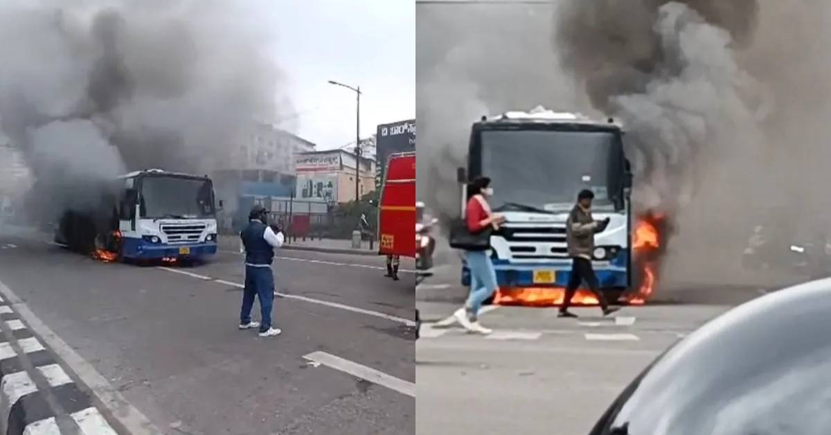 Fire Accident : 30మంది ప్రయాణికులతో వెళ్తున్న బస్సులో మంటలు
