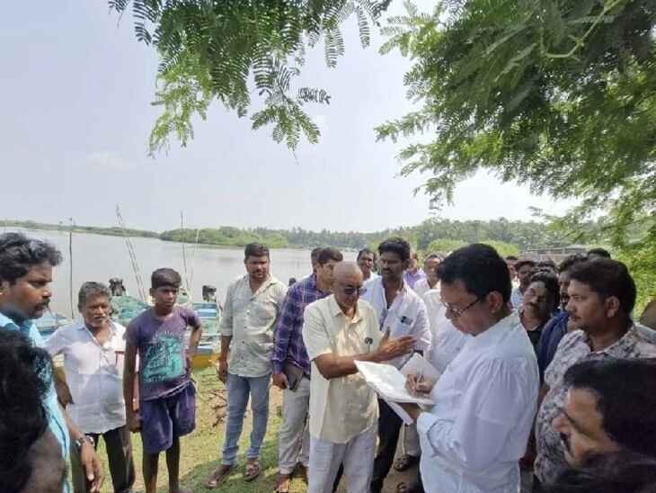 శంకరగుప్తం డ్రెయిన్‌ వంతెన నిర్మాణంపై ఎమ్మెల్యే సమీక్ష