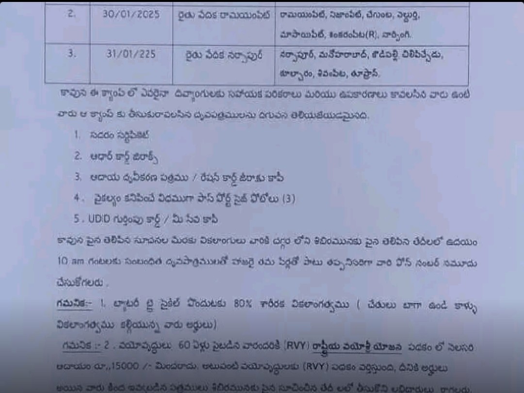 రేపు దివ్యాంగులకు క్యాంపు