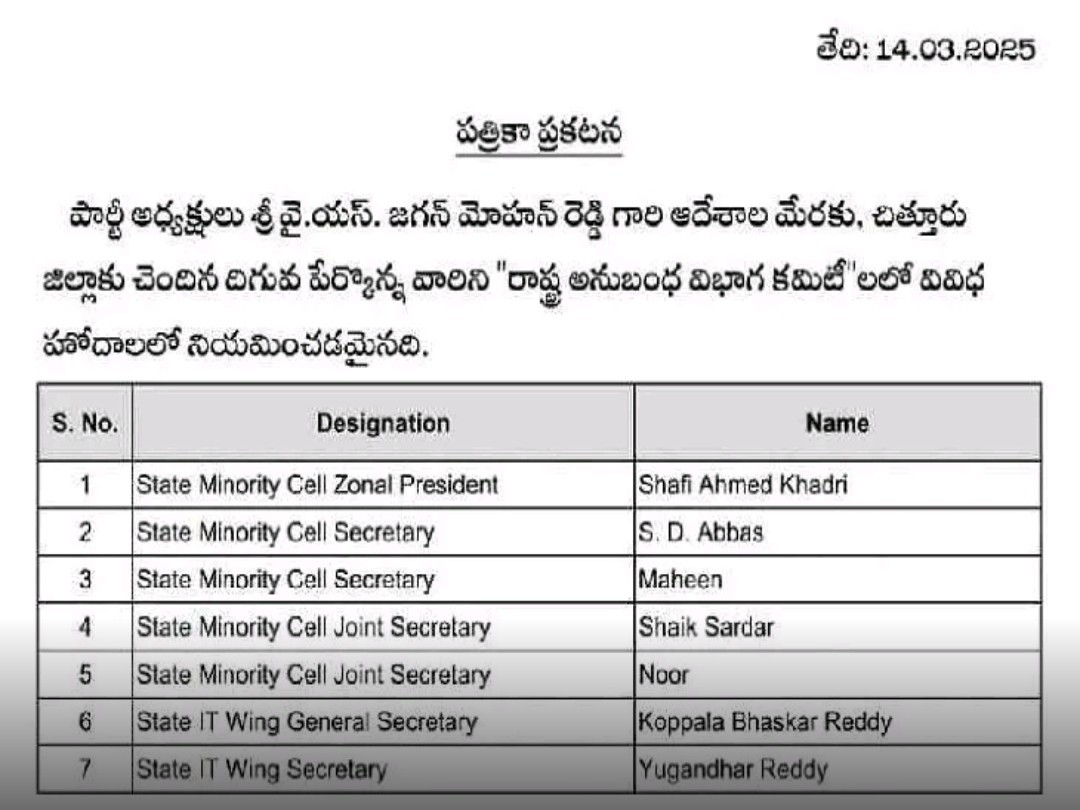 రాష్ట్ర మైనారిటీ సెక్రటరీగా మాహిన్ నియామకం